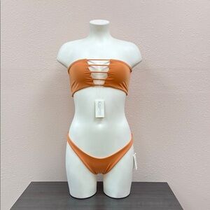 Elegant Orange Strapless Bikini by Wildaster